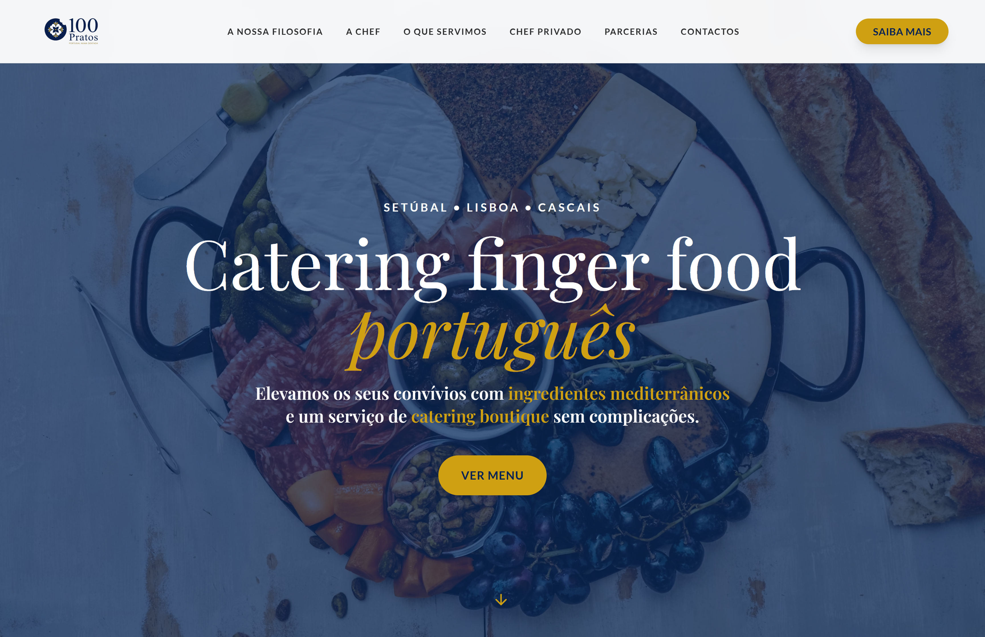 100 Pratos catering website homepage