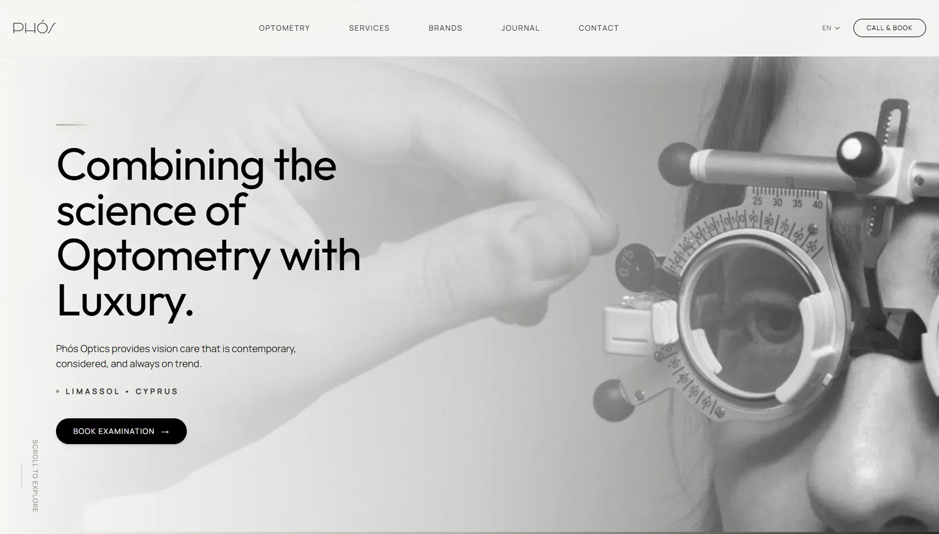 One-page website design example with a bold editorial layout