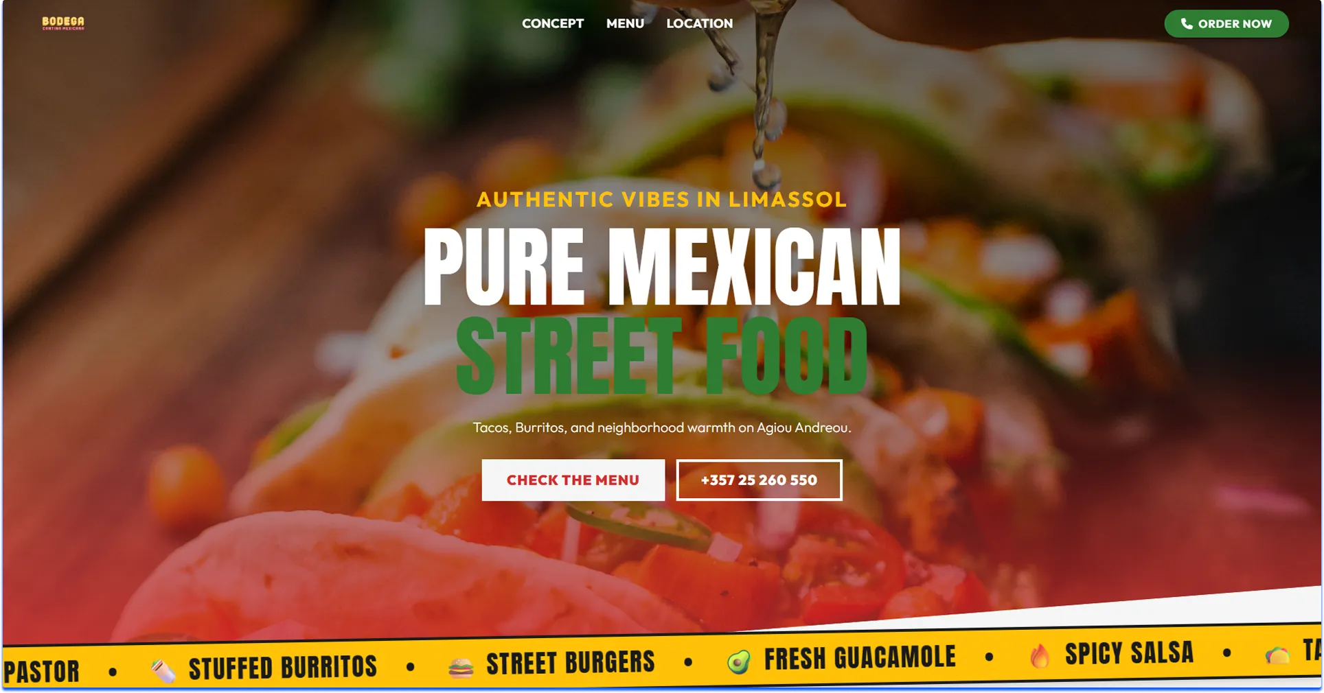 One-page website design example with a refined business layout